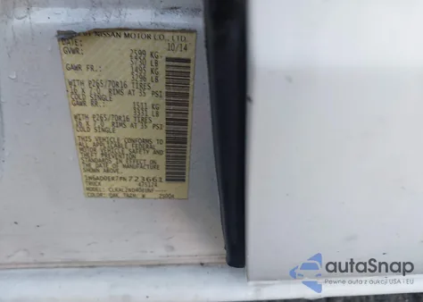 2015 Nissan Frontier Sv z USA, uszkodzony, nr VIN 1N6AD0ER7FN723661